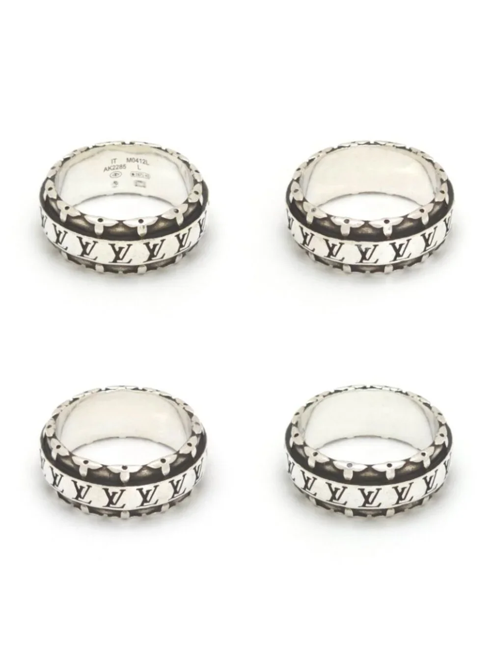 Louis Vuitton LV Drift Ring L 22 Sterling Silver LV Initial Monogram Flower Bag